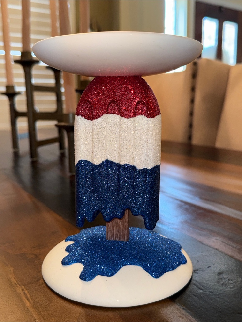 Bath & Body Works Patriotic Glitter Popsicle Candle Holder - White, Red & Blue